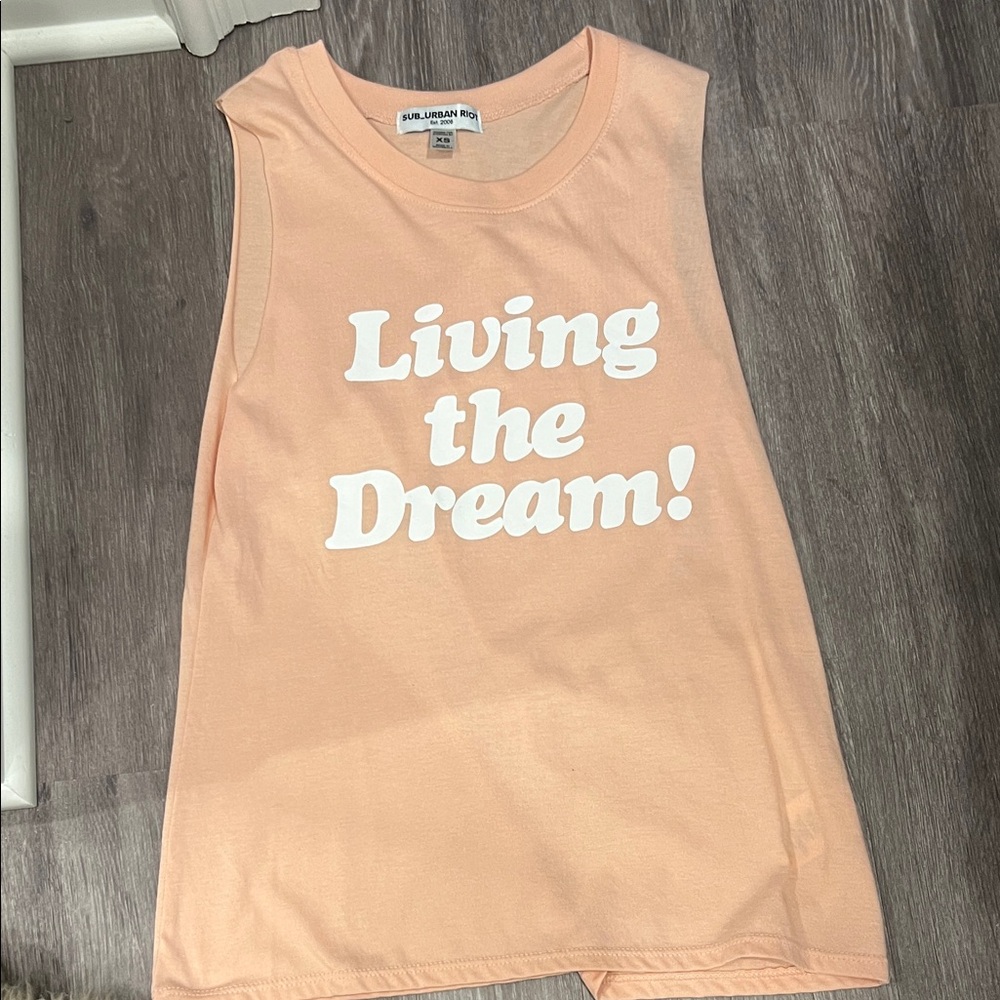 Sub_Urban Riot Peach Sleeveless Crew Neck Top